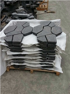 G684 Black Basalt Pavers on Mesh,Fuding Black Basalt Flagstone