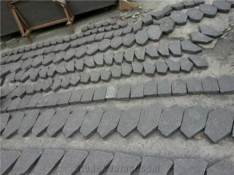 G684 Black Basalt Pavers on Mesh,Fuding Black Basalt Flagstone
