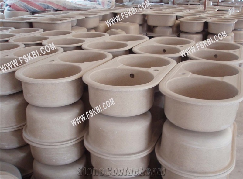 Beige Granite Composite Kitchen Sinks