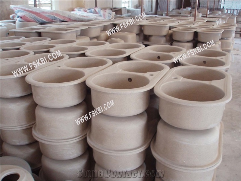 Manmade Granite Kitchen Sink Beige Color