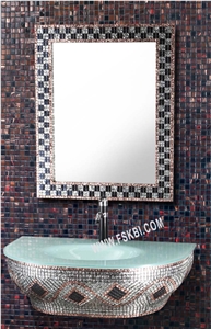 Mosaic Wall Mounted Modern Bathroom Cabinet Furniture with Mirror Model Jm224-Sgs-B Sinks & Basins