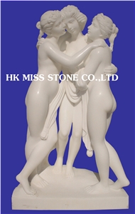 Human Sculpture,China White Marble Sculpture,Handcavred Statues,Pretty Girls Scultpures
