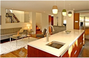 Beige Polished Quartz Tops for Bathroom