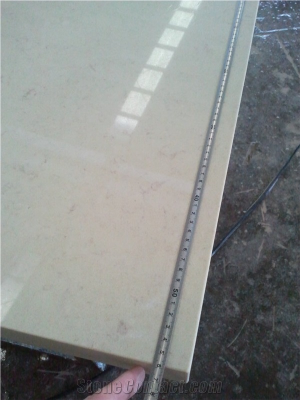 Beige Polished Quartz Tops for Bathroom