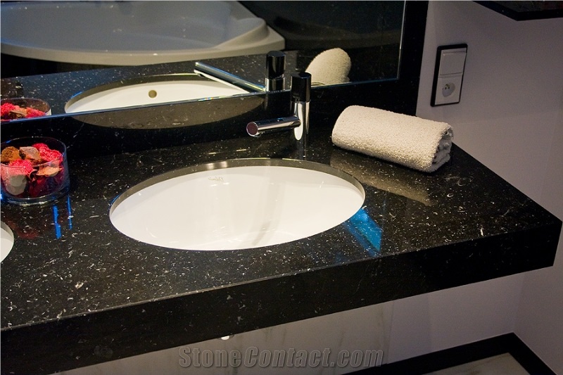 Black Conglomerates Resin Composite Stone Bath Top