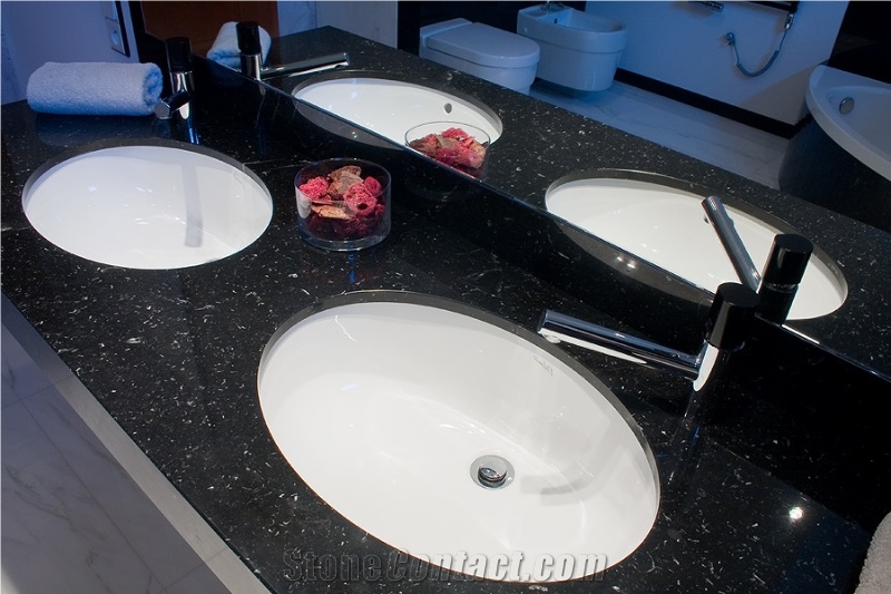 Black Conglomerates Resin Composite Stone Bath Top
