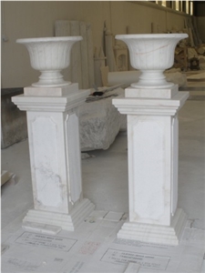 Estremoz Branco Estatuaria Marble Carved Flower Pots Estremoz Branco Estatuaria Marble Carved Flower Pots