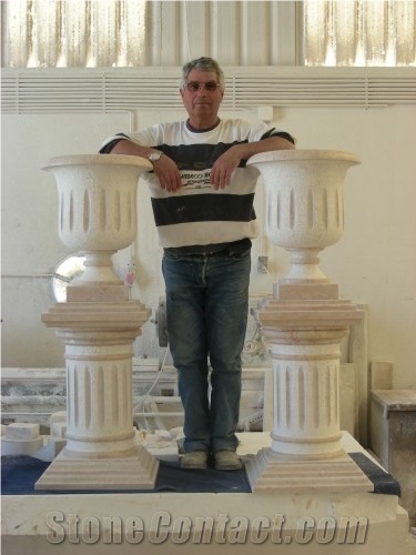 Lioz Montemor Limestone Carved Flower Pots