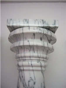Pele Tigre Marble Carved Column Base and Column Top