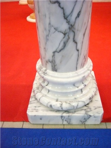 Pele Tigre Marble Carved Column Base and Column Top