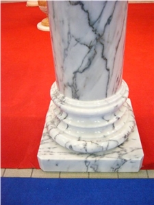 Pele Tigre Marble Carved Column Base and Column Top