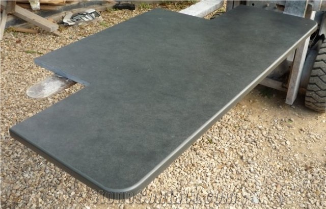 Dark Grey Brazilian Riven Slate Fireplace Hearth