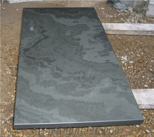 Dark Grey Brazilian Riven Slate Fireplace Hearth
