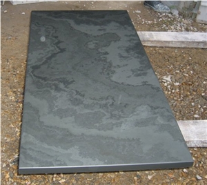 Dark Grey Brazilian Riven Slate Fireplace Hearth