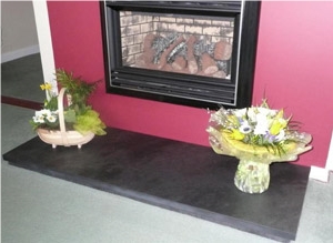 Dark Grey Brazilian Riven Slate Fireplace Hearth
