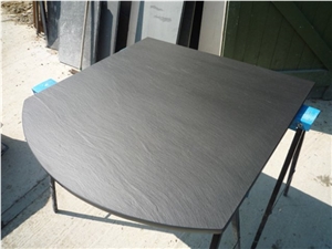 Italian Black Riven Slate Hearth, Honed Fireplace Hearth
