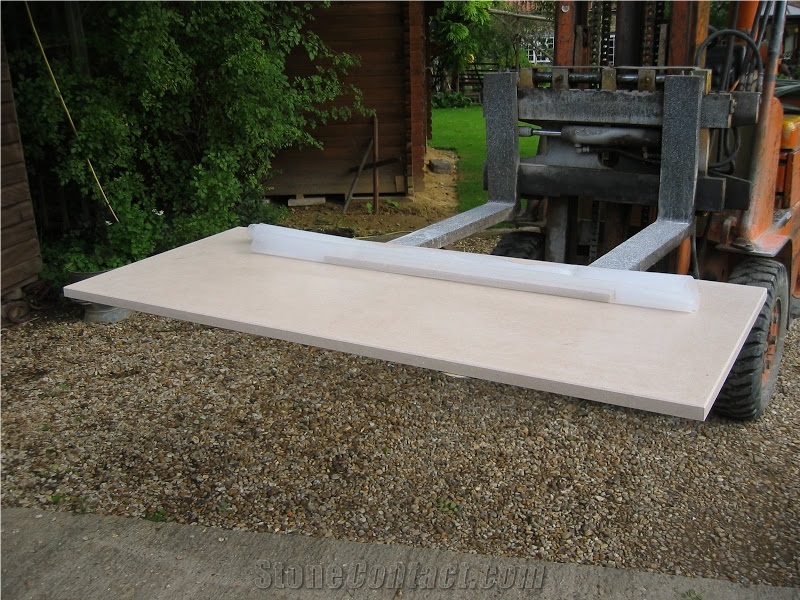 Portugese Fatima Clair Limestone Chamfer Hearth