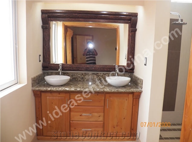 Granite Bath Vanity Top with Solid Surface Vessel Wash Basins