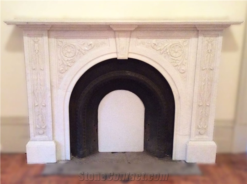 Restoration Absolutely Unique Hand Carved Marble Fireplace