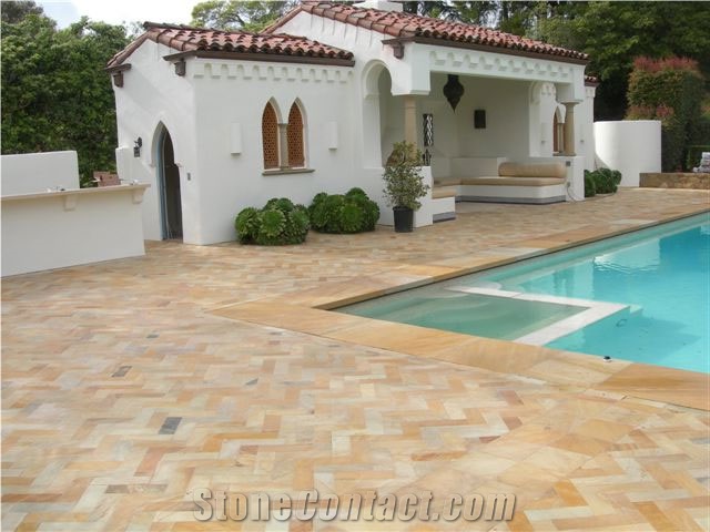 Lalitpur Yellow Sandstone Pool Terraces, Pavement and Coping