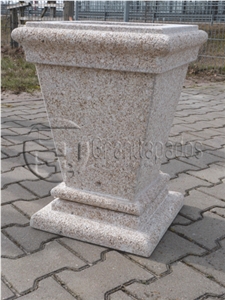 Amarelo Vila Real Granite Carved Flower Vases