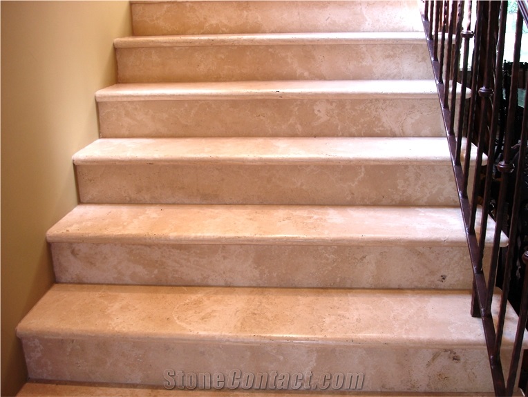Crema Royal Marble Demi Bullnose Steps, Risers