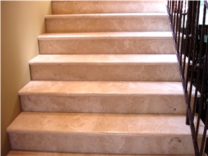 Crema Royal Marble Demi Bullnose Steps, Risers