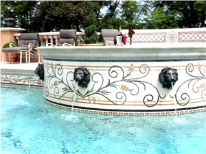 Marble Mosaic Swimming Pool, Spa Design, Borders