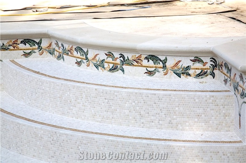 Marble Mosaic Swimming Pool, Spa Design, Borders
