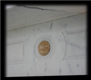 Antique Late Victorian Marble Fireplace Surround in Crema Valencia Marble with Brocatella Marble Detail