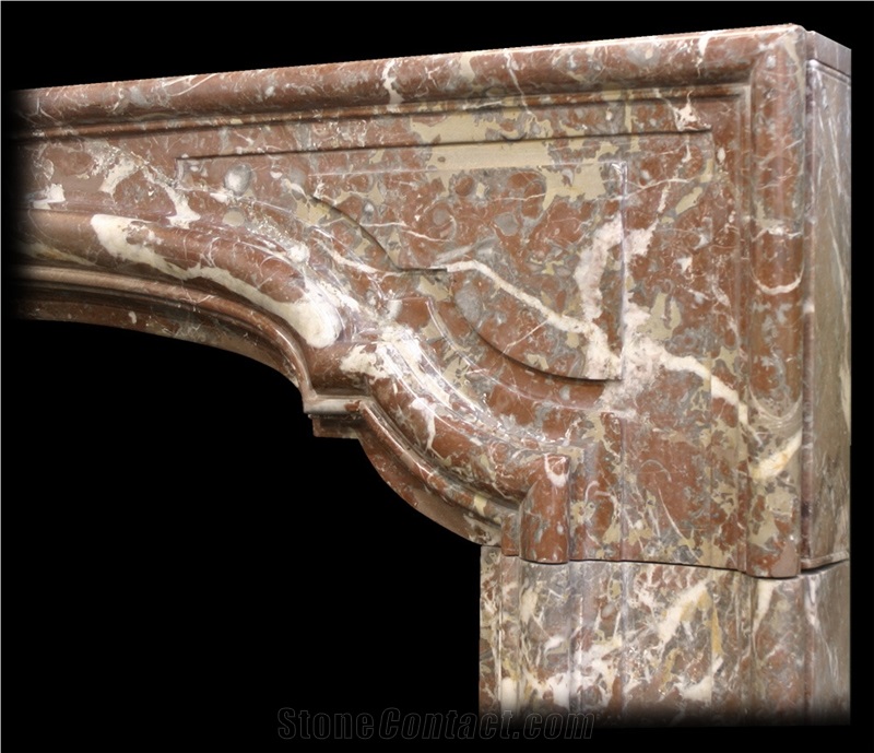 Antique Mid Victorian French Rouge Marble Bolection Mould Fireplace Surround