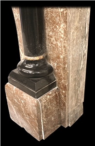 Reclaimed Antique Victorian Rouge Marble Fireplace Surround with Black Pillars, Victorian Fireplace