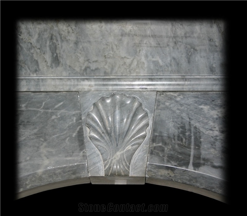 Reclaimed Mid Victorian Irish Grey Marble Fire Surround with an Arched Aperture