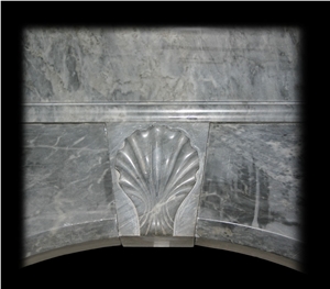 Reclaimed Mid Victorian Irish Grey Marble Fire Surround with an Arched Aperture