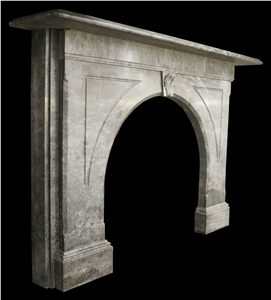 Reclaimed Mid Victorian Irish Grey Marble Fire Surround with an Arched Aperture