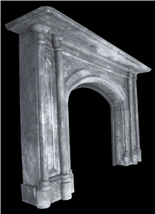 Reclaimed Victorian Gothic Irish Grey Marble Fireplace