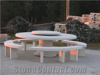 Blanco Artico Granite Exterior Bench Set