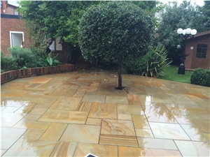 Teak Wood Sandstone Patio