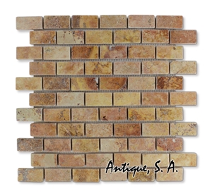 2x1 Peach Travertine Brick Mosaic 2x1 Peach Travertine Brick Mosaic