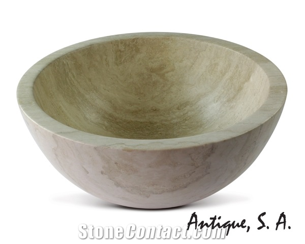 Cazuela Liso Travertine Oval Wash Basin