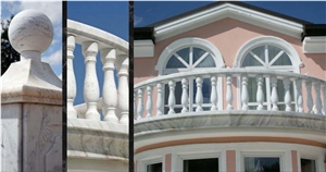 Bianco Venato Marble Balustrade
