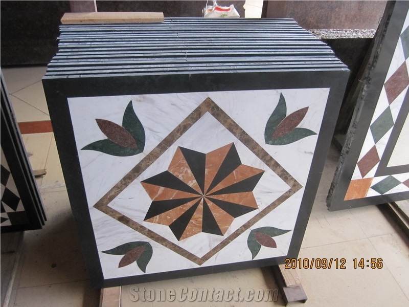 Waterjet Marble Mosaic Medallion Patchwork Pattern