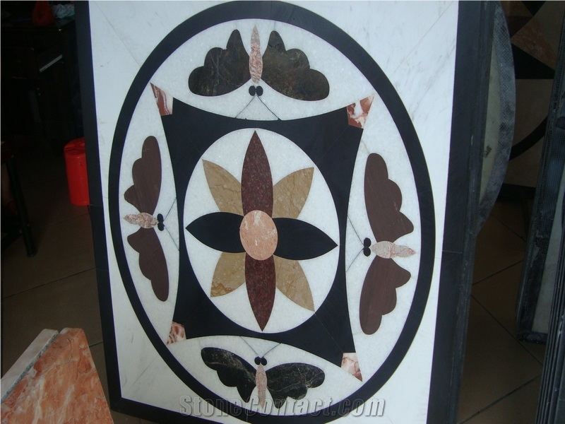 Waterjet Marble Mosaic Medallion Patchwork Pattern