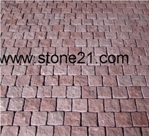 China Porphyry Red Granite Cobbles, Porphyry Red Granite Paving Stones