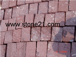 China Porphyry Red Granite Cobbles, Porphyry Red Granite Paving Stones