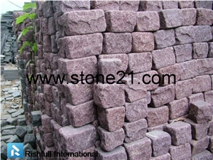 Porphyry Red Granite Cobbles, Porphyry Red Granite Pavements