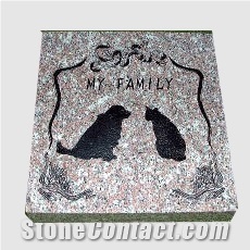 Cl-Pm013,Pet Tombstones,Cat Pet Monuments,Red Granite Gravestone & Headstones