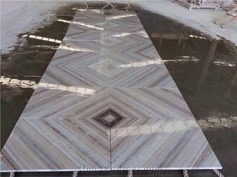 Crystal Wooden Vein Marble Tiles,White Wood Grain Machine Cutting Slabs,French Pattern