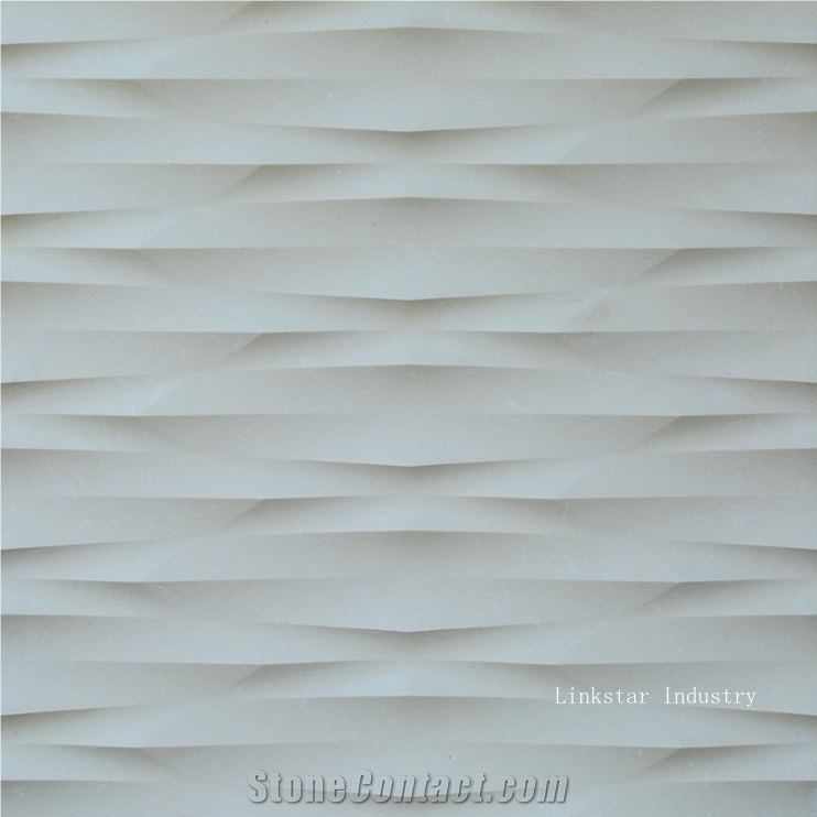 3d cnc beige artistic stone wall panel design 