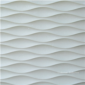 Decorative 3d beige wavy interior engineered stone wallart design 